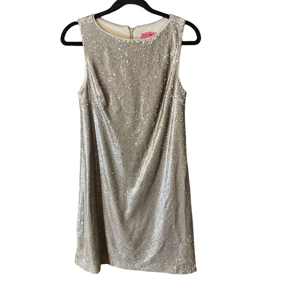 Betsey Johnson Dresses & Skirts - Betsey Johnson Women’s Sequin Metallic Holiday Cocktail Lined Party Dress Sz 6